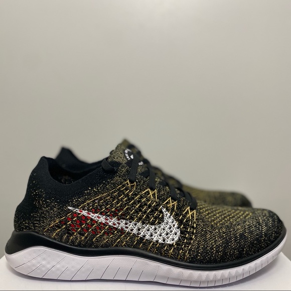 Nike Men's Free RN Flyknit 2018 Black Gold - Picture 1 of 7